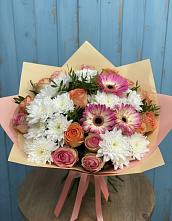 Букет цветов из:  Розы, Герберы и Хризантемы #REPLACE_PRED# Блечепсин