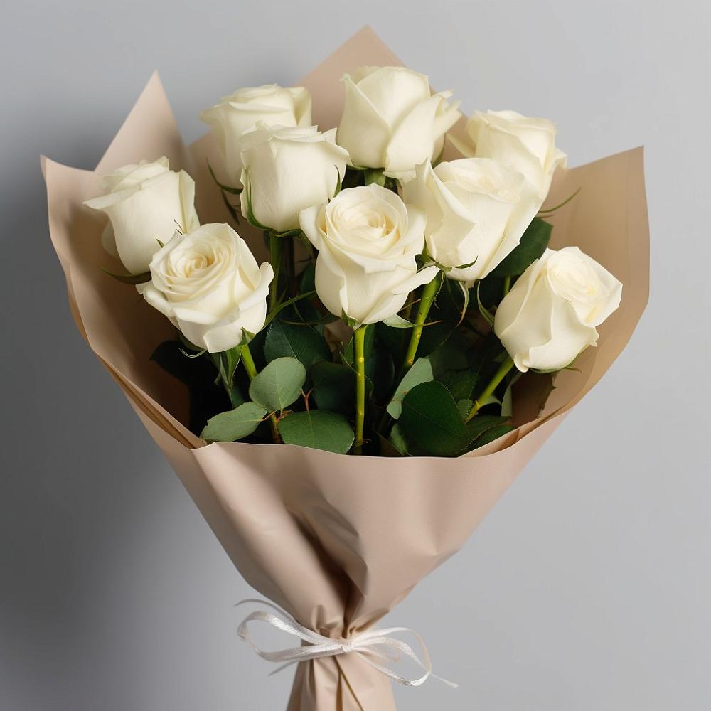 Букет 9 Белых роз Эдлесс Лав в Блечепсин