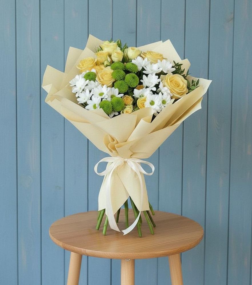 Букет цветов из: Хризантемы и Розы в Блечепсин