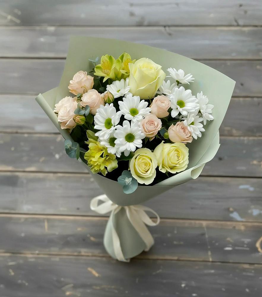 Букет цветов из: Альстромерии, Розы и Хризантемы в Блечепсин