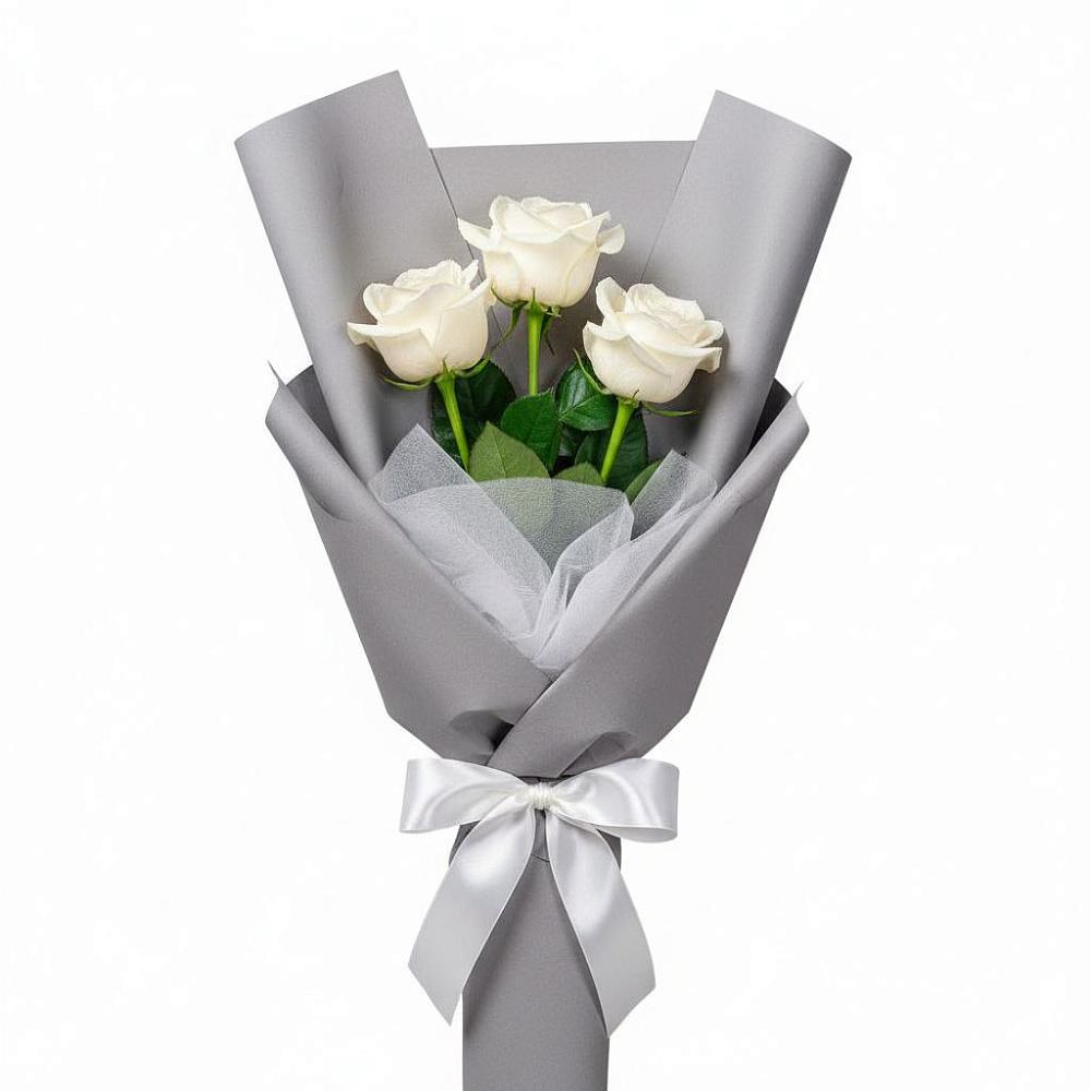 Букет 3 белые розы в Блечепсин