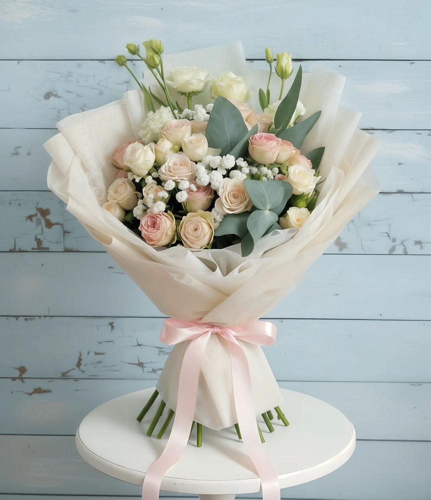 Букет цветов из: Розы и Лизиантусы в Блечепсин