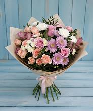 Букет цветов из:  Хризантемы, Розы и Альстромерии #REPLACE_PRED# Блечепсин
