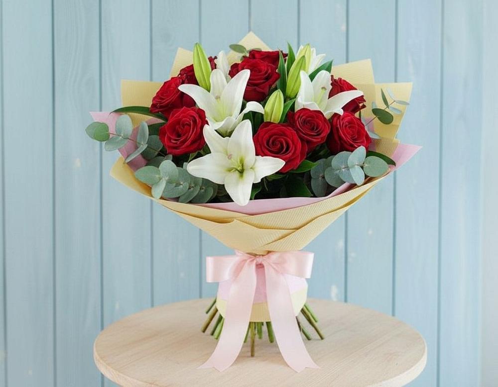 Букет цветов из: Лилии и Розы в Блечепсин